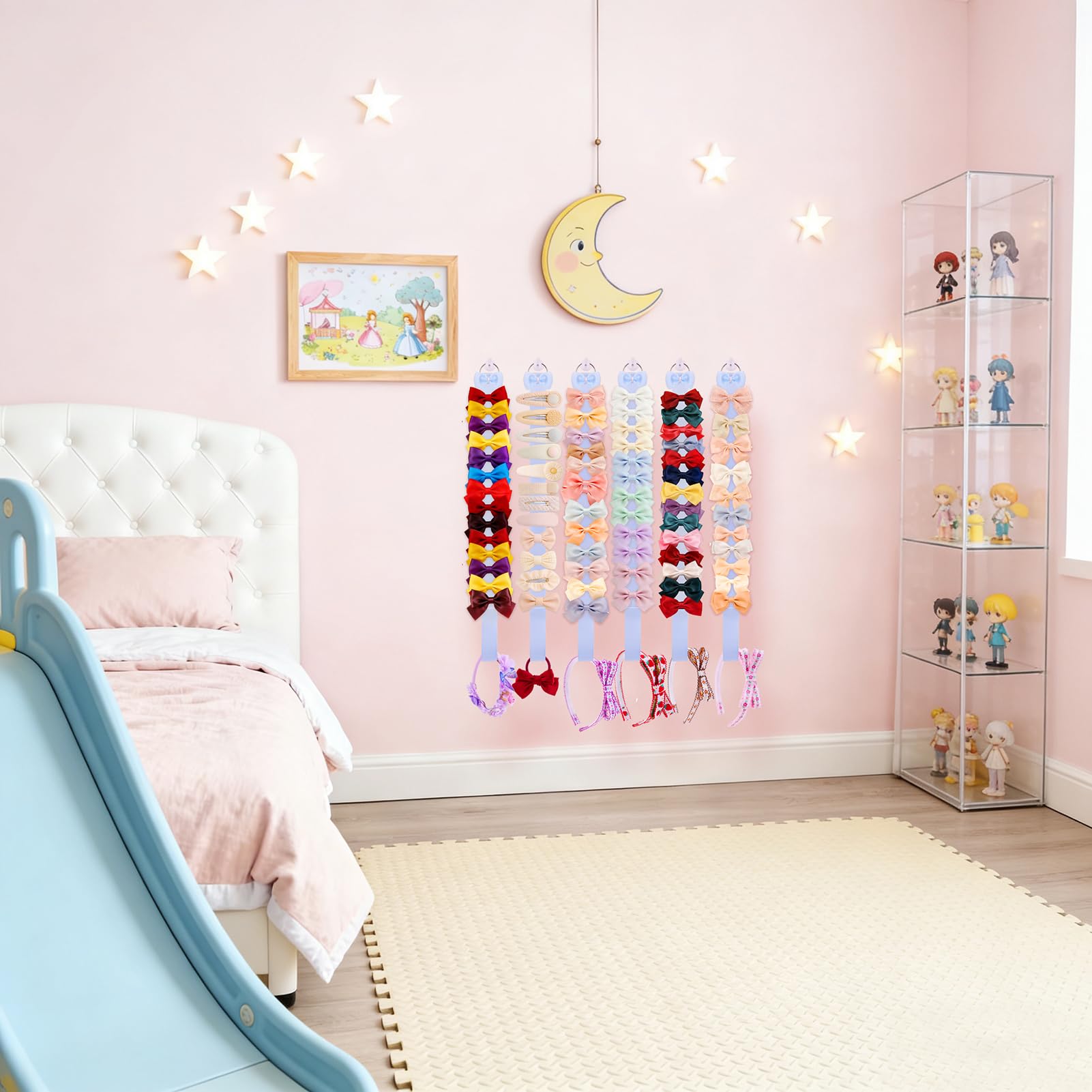 NUWAJP hairbands storage with 6 ribbon straps optimizes organization and prevents tangling