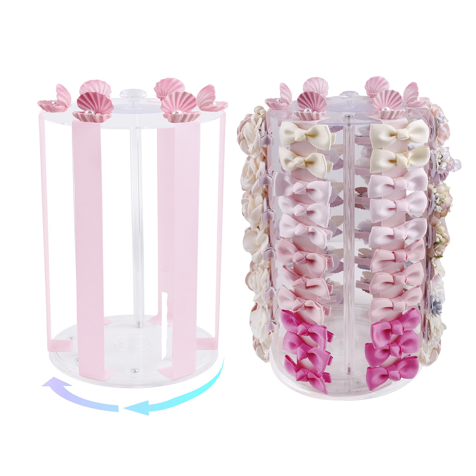 NUWAJP rotating bows organizer displays clips with elegant ribbons for easy access