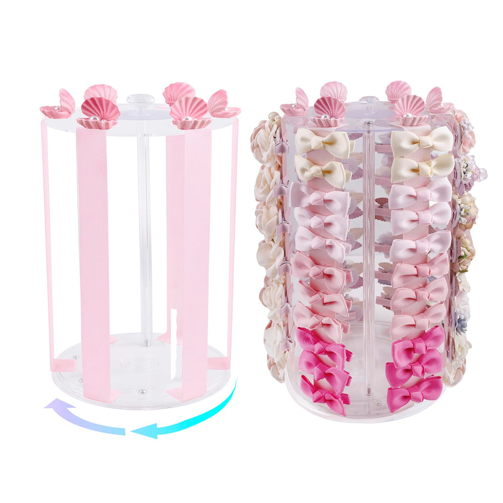 NUWAJP rotating bows organizer displays clips with elegant ribbons for easy access