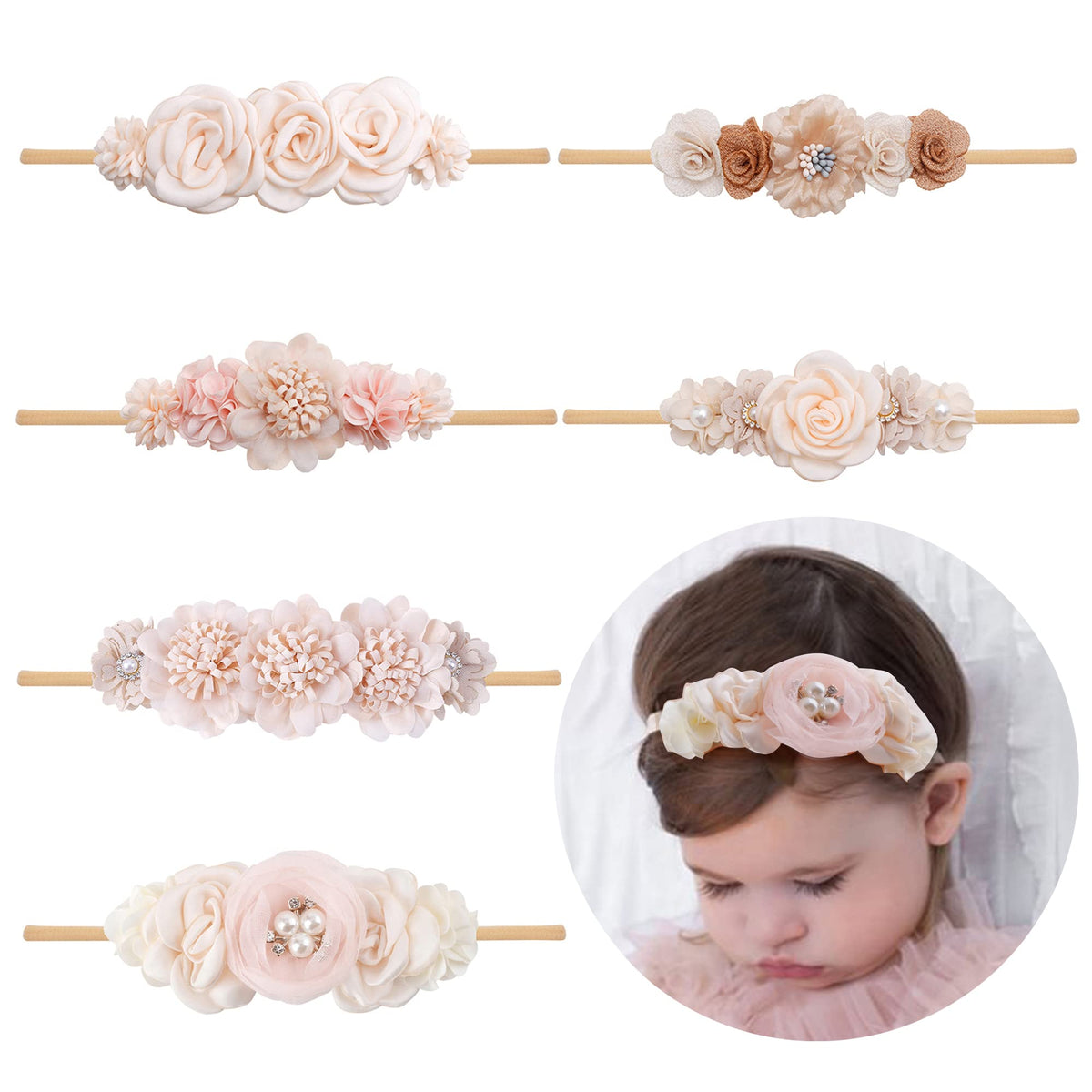 NUWAJP soft nylon headbands for gentle daily wear on baby girls