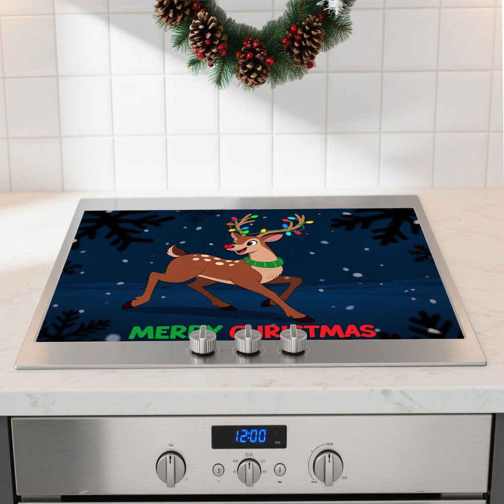 Nuxovilar reindeer-pattern stovetop cover protects and adds festive charm.