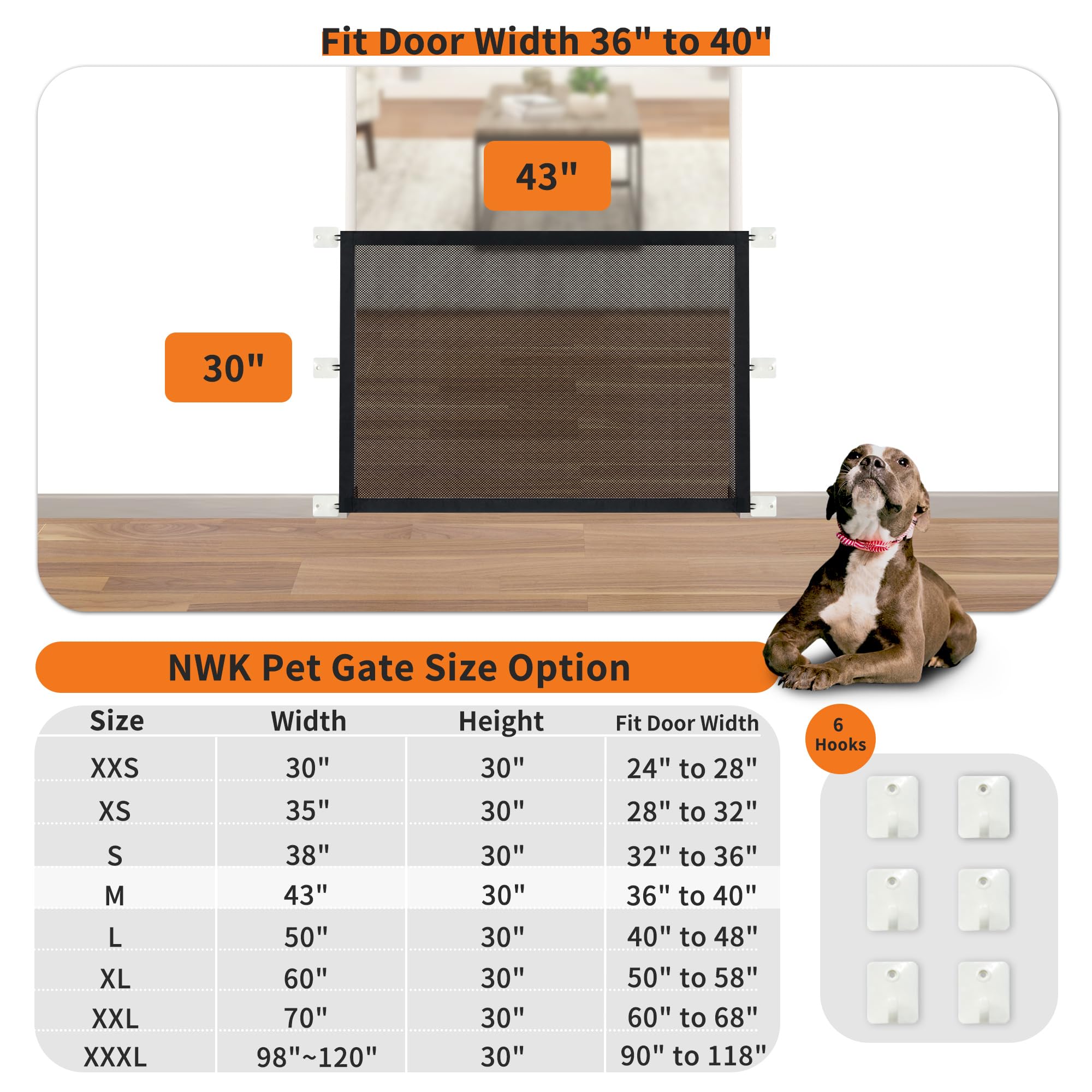 NWK Magic Dog Gate doorframe fit secures doorway containment for dogs.