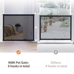 NWK Magic Dog Gate side profile highlights portable, tool-free setup.