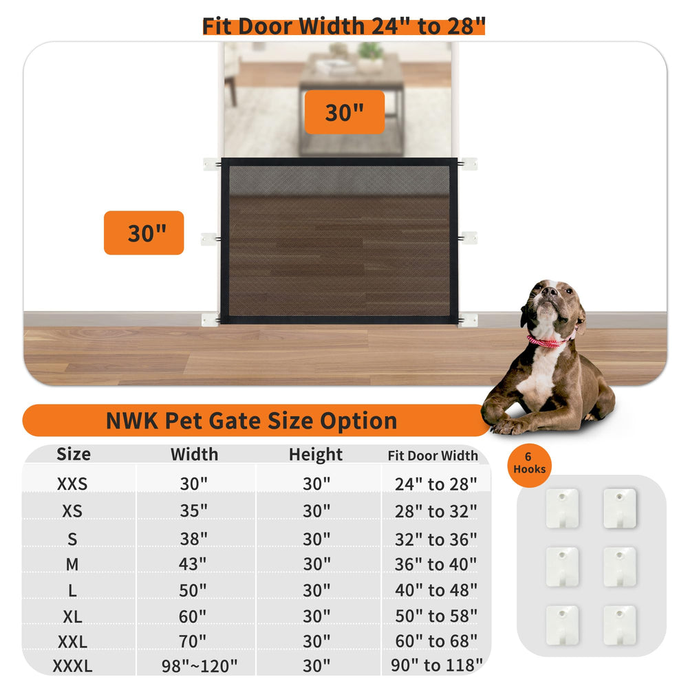 NWK Magic Dog Gate installed on stairs demonstrates a secure barrier for pets.