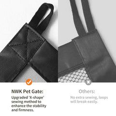 NWK Magic Dog Gate with hooks shows strong mounting options.