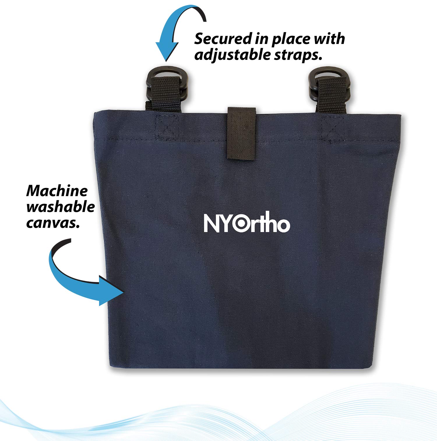 Washing NYOrtho Urine Drainage Bag Holder shows durable, washable canvas for reuse.