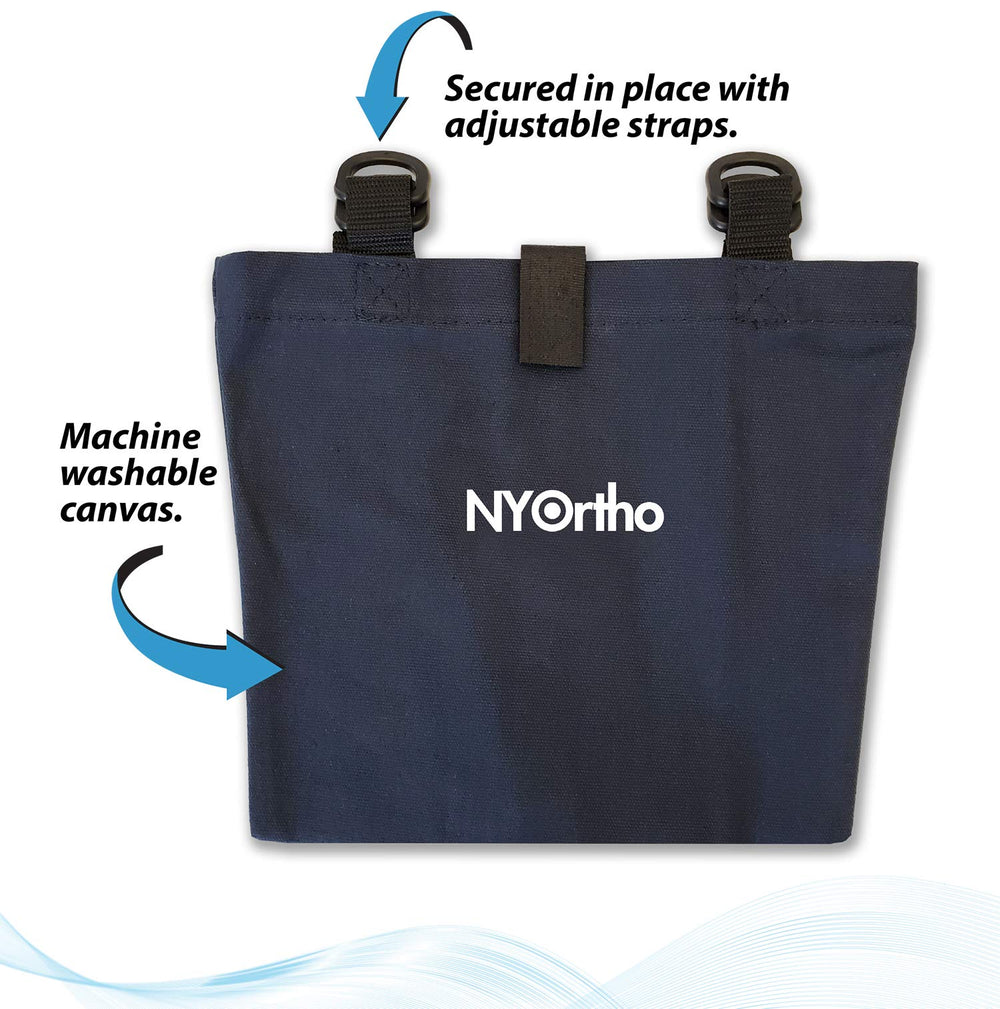 Washing NYOrtho Urine Drainage Bag Holder shows durable, washable canvas for reuse.
