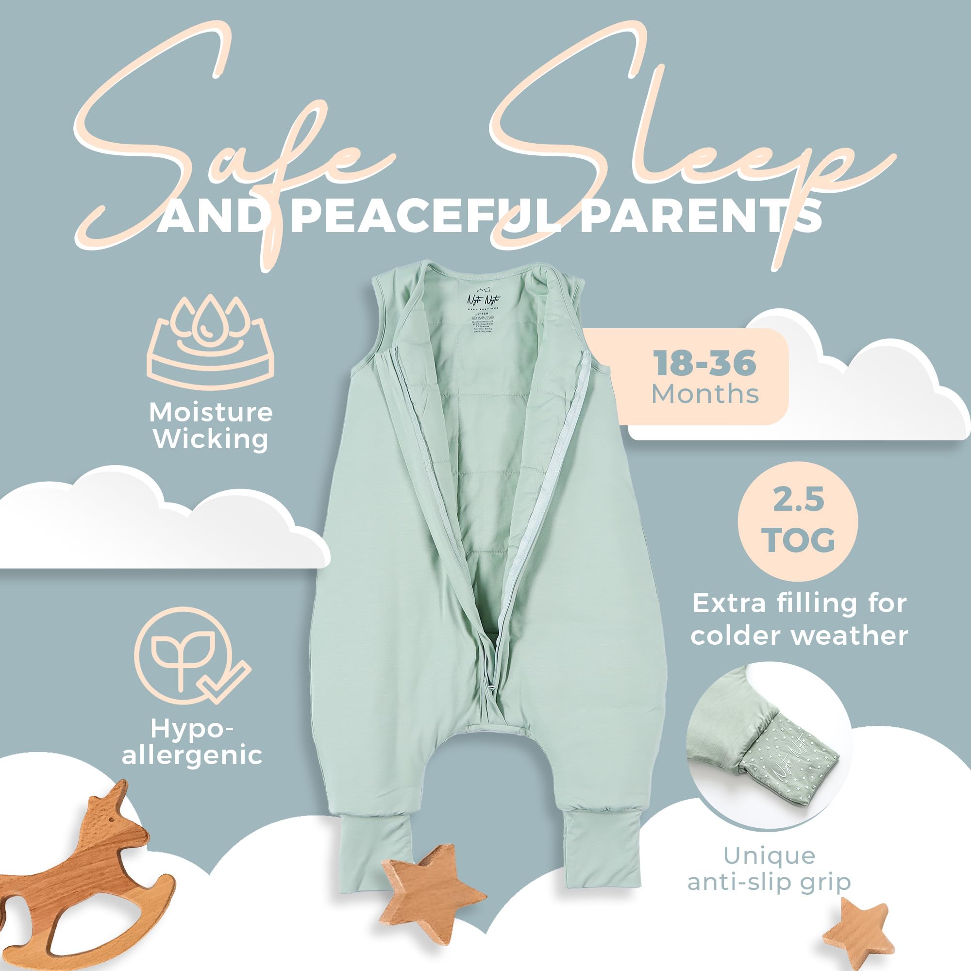Nyte Nyte Baby sleep sack inner quilted lining adds soft warmth and comfort