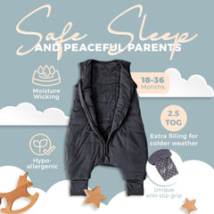 Nyte Nyte Baby gray sleepsack back view showing full coverage.