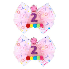 NYTGAH pink confetti birthday bow adds sparkle to baby girl's hairstyle.