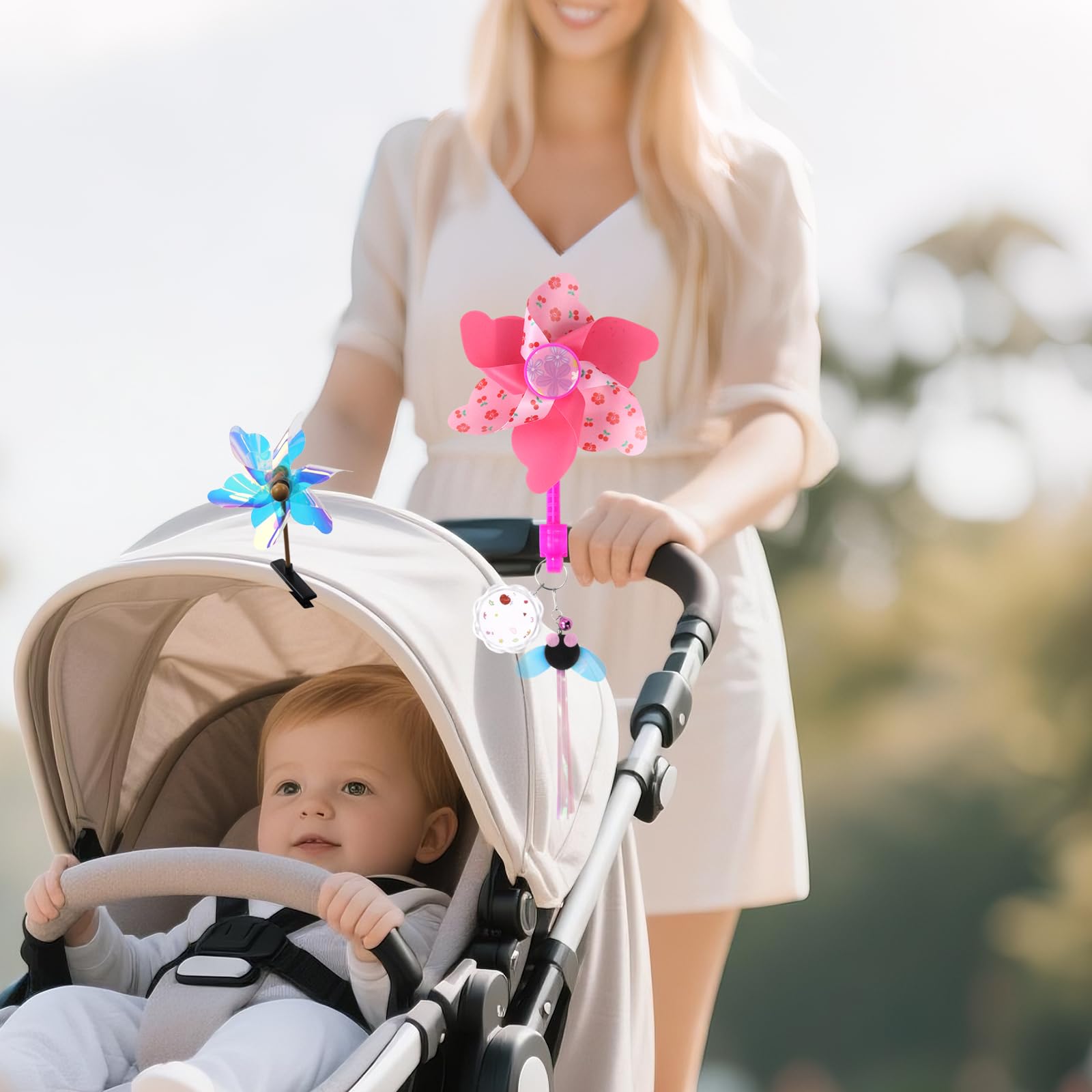 NZELSW bright ribbons on stroller clip help it stand out.