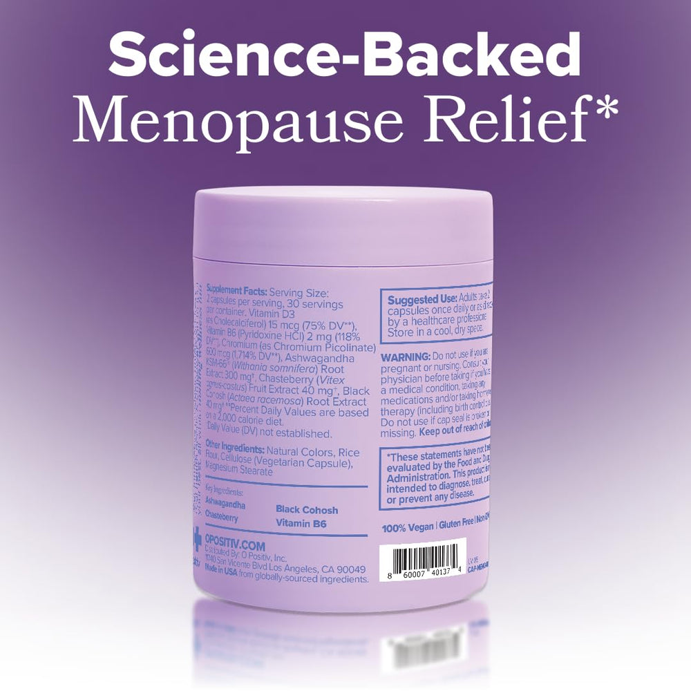 O Positiv MENO box unopened on shelf signaling natural wellness