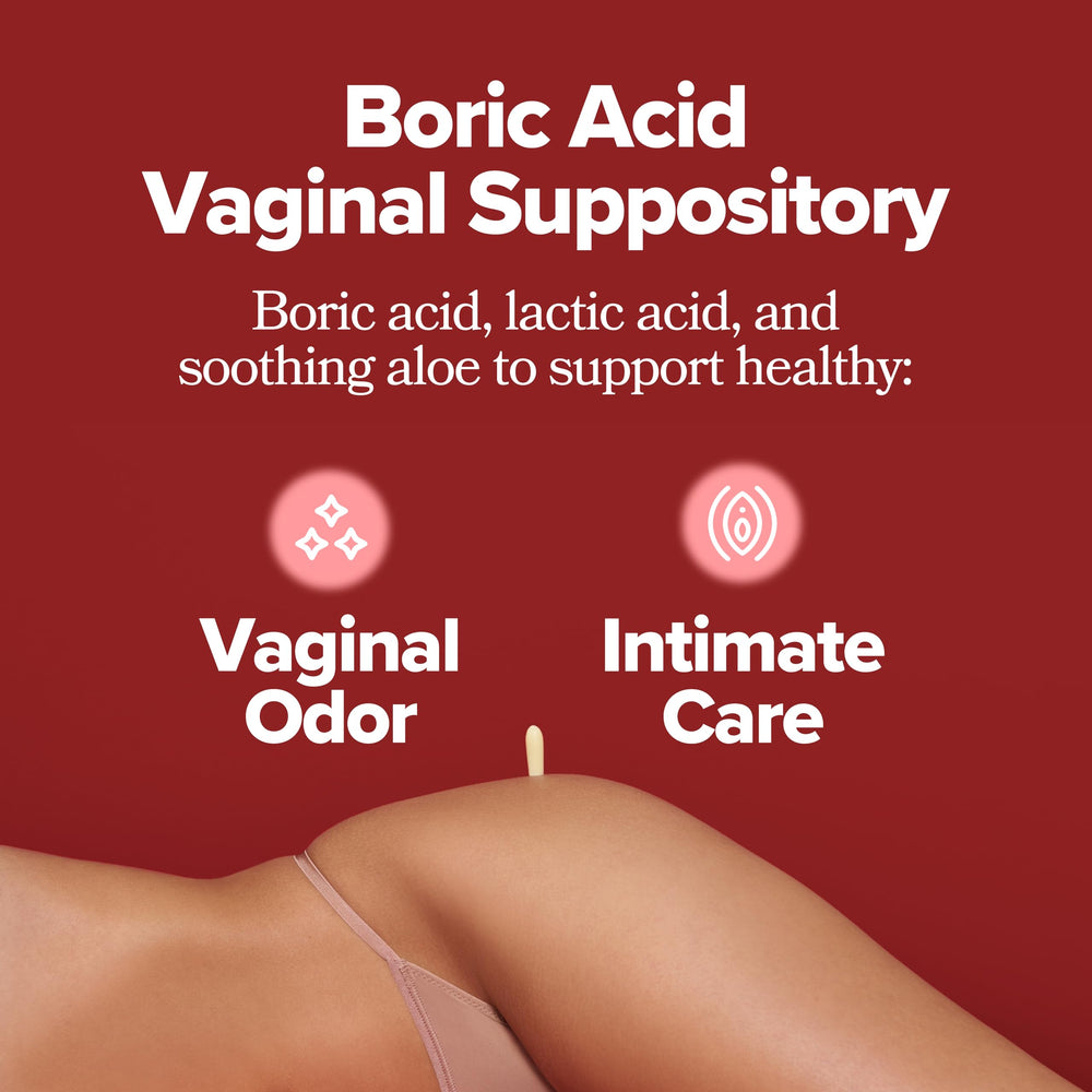 O Positiv URO boric acid vaginal suppository 12-count pack highlights convenient daily use.