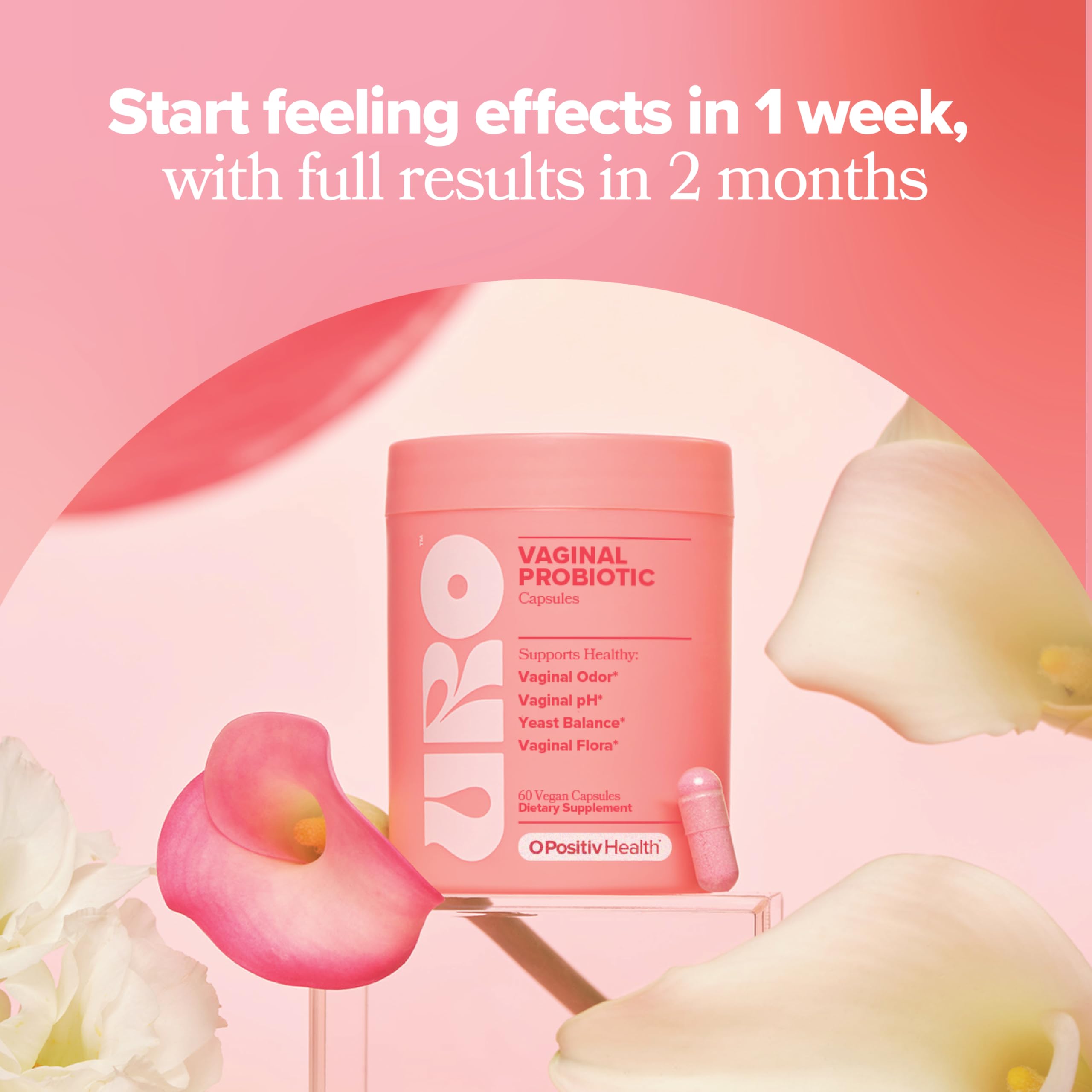 O Positiv URO graphic shows V-Positiv blend and XOS prebiotics.