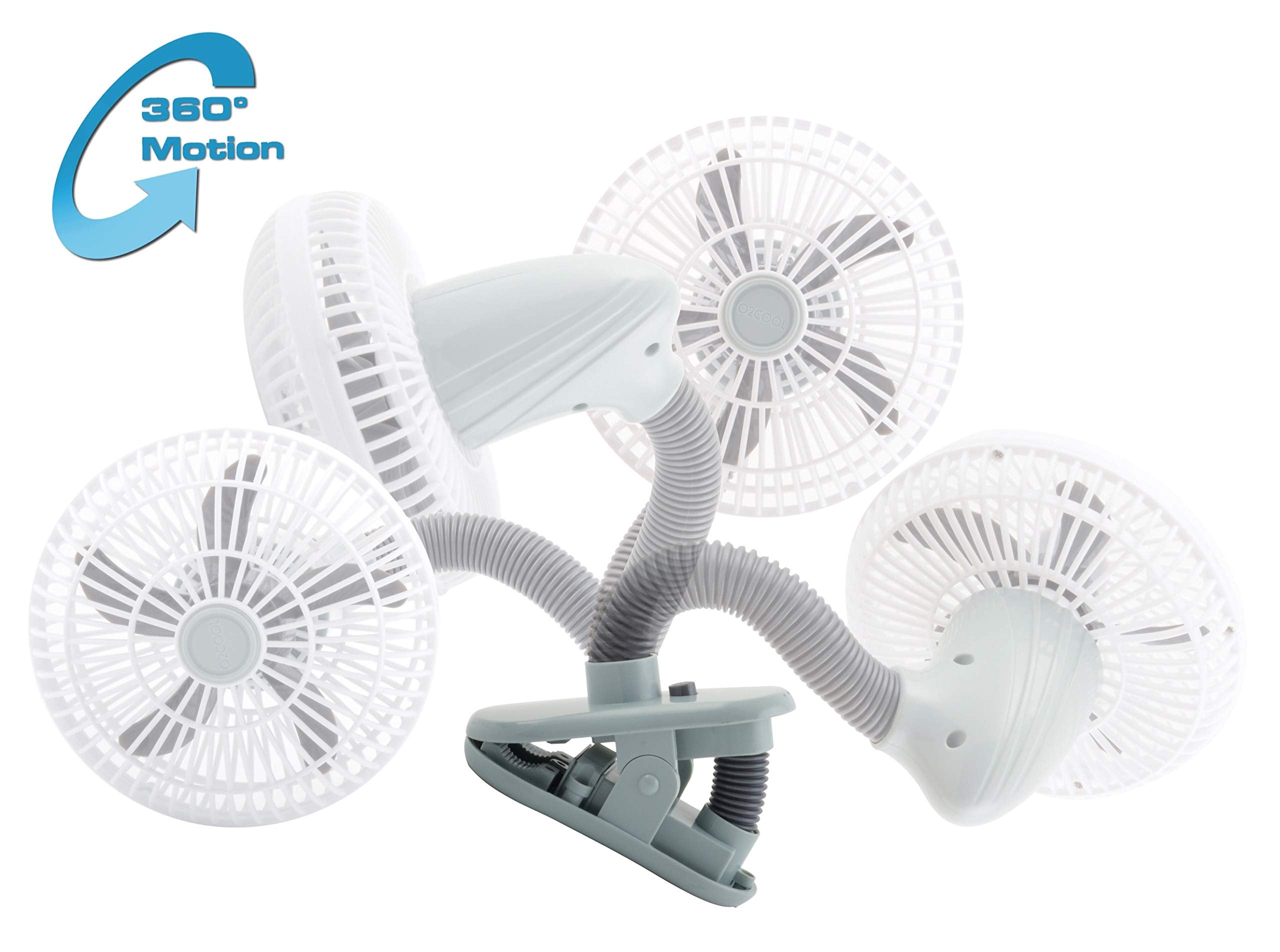 O2COOL battery-powered fan runs on AA batteries for portable cooling