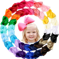 OAOLEER 8-inch solid color hair bow with alligator clip for toddlers.
