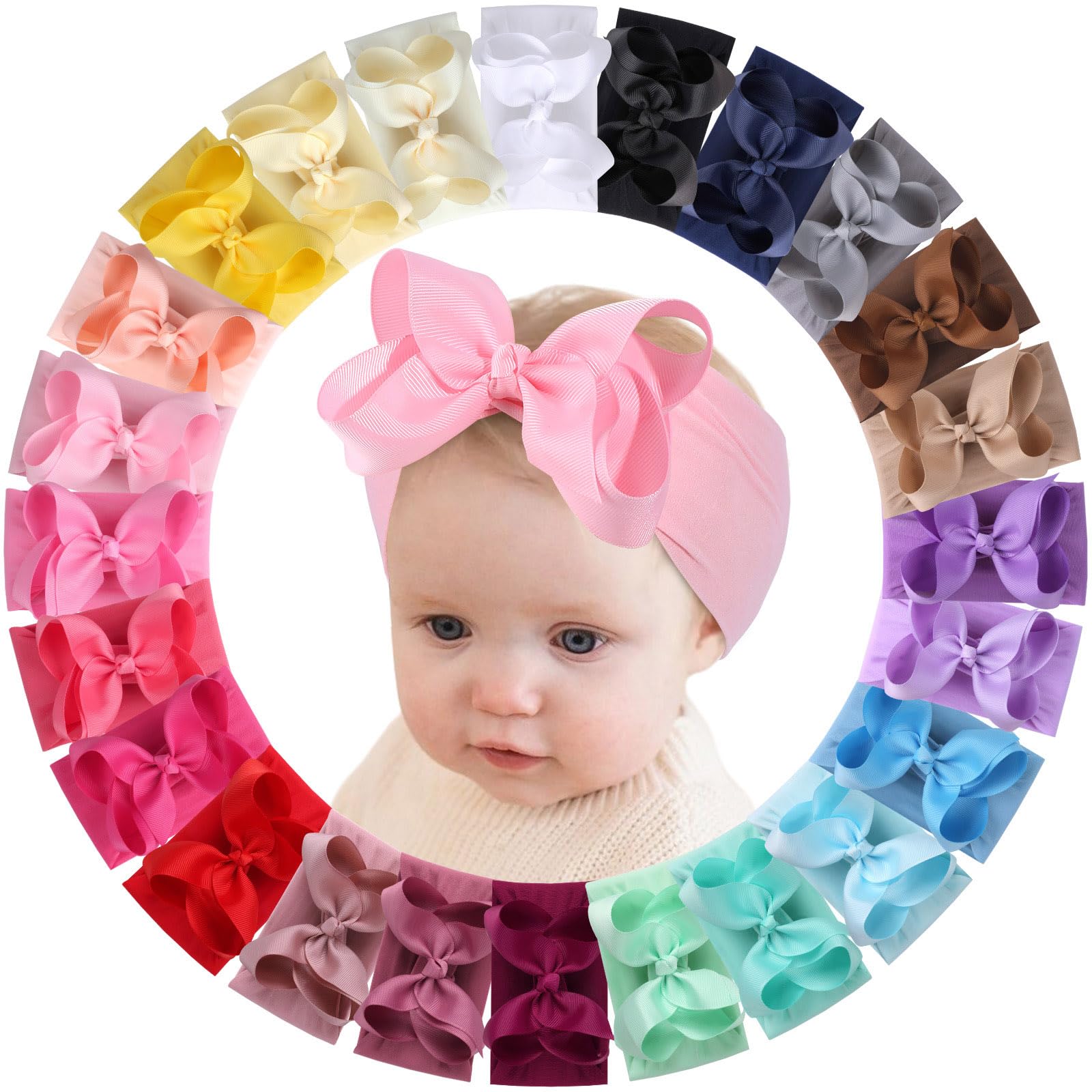 OAOLEER baby headbands with soft nylon for gentle newborn wear