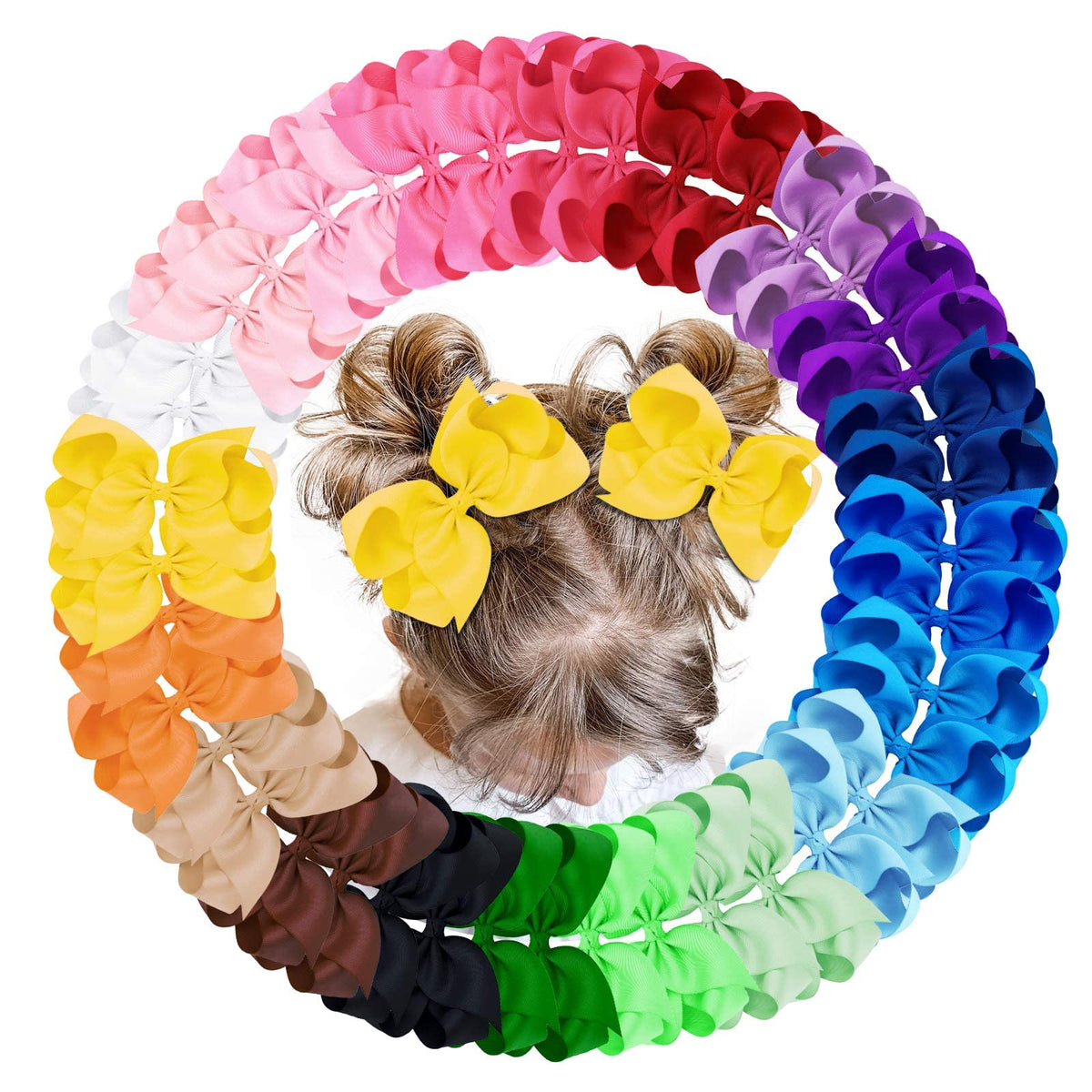 Oaooleer 40-pcs 4.5-inch hair bows pack in vibrant colors for versatile styling