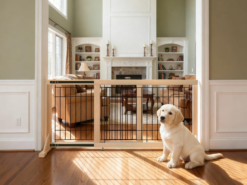 Oapety Extra Wide Gate open, easy access while keeping pets safely contained.