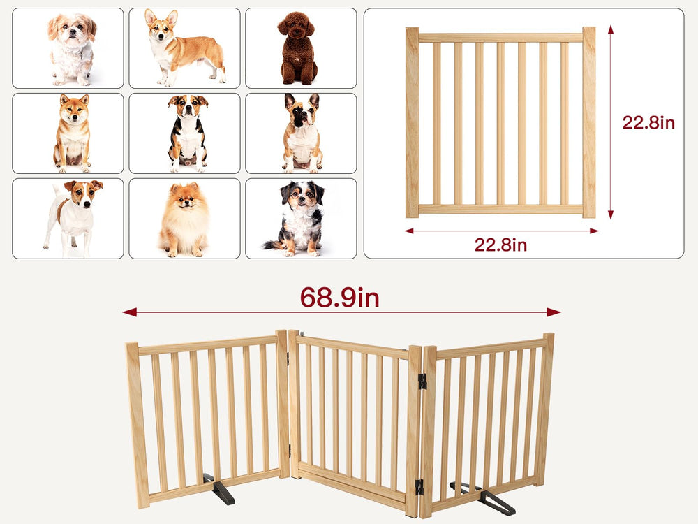 Oapety Wood Gate features a built-in door for easy pet access.