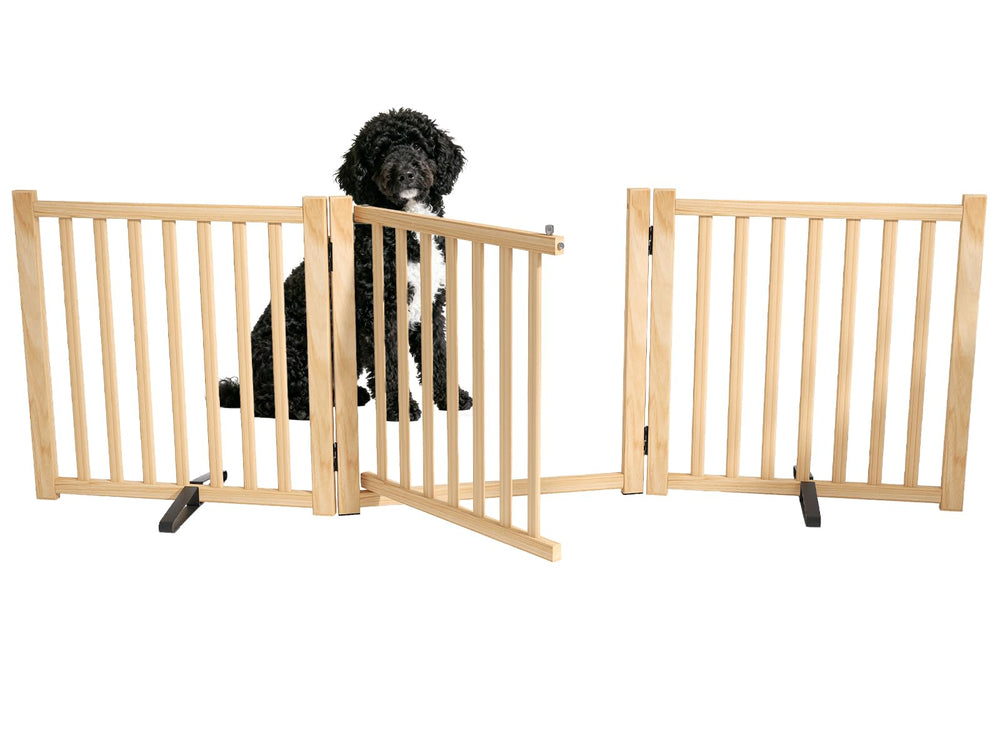 Oapety Wood Gate with Folding Design shown as a flexible, tool-free room divider.