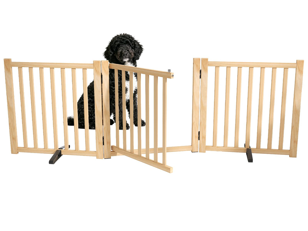 Oapety Wood Gate with Folding Design shown as a flexible, tool-free room divider.