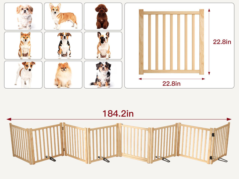 Oapety Wood Dog Gate with Pass-Through Door for easy access