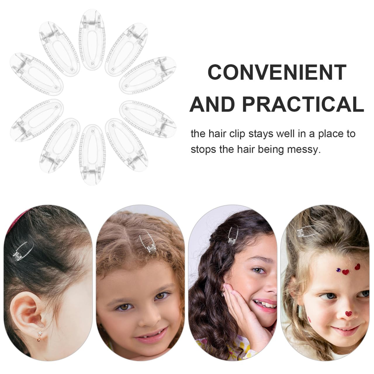 OATIPHO mini hair clip in clear color blends with any uniform.