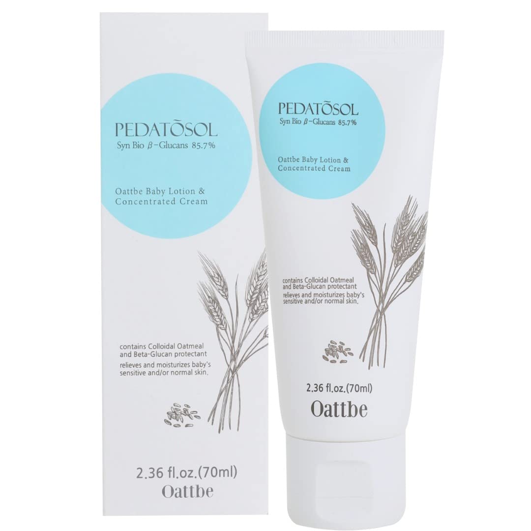 Oattbe Pedatosol Baby Lotion bottle front, fragrance-free formula for sensitive skin.