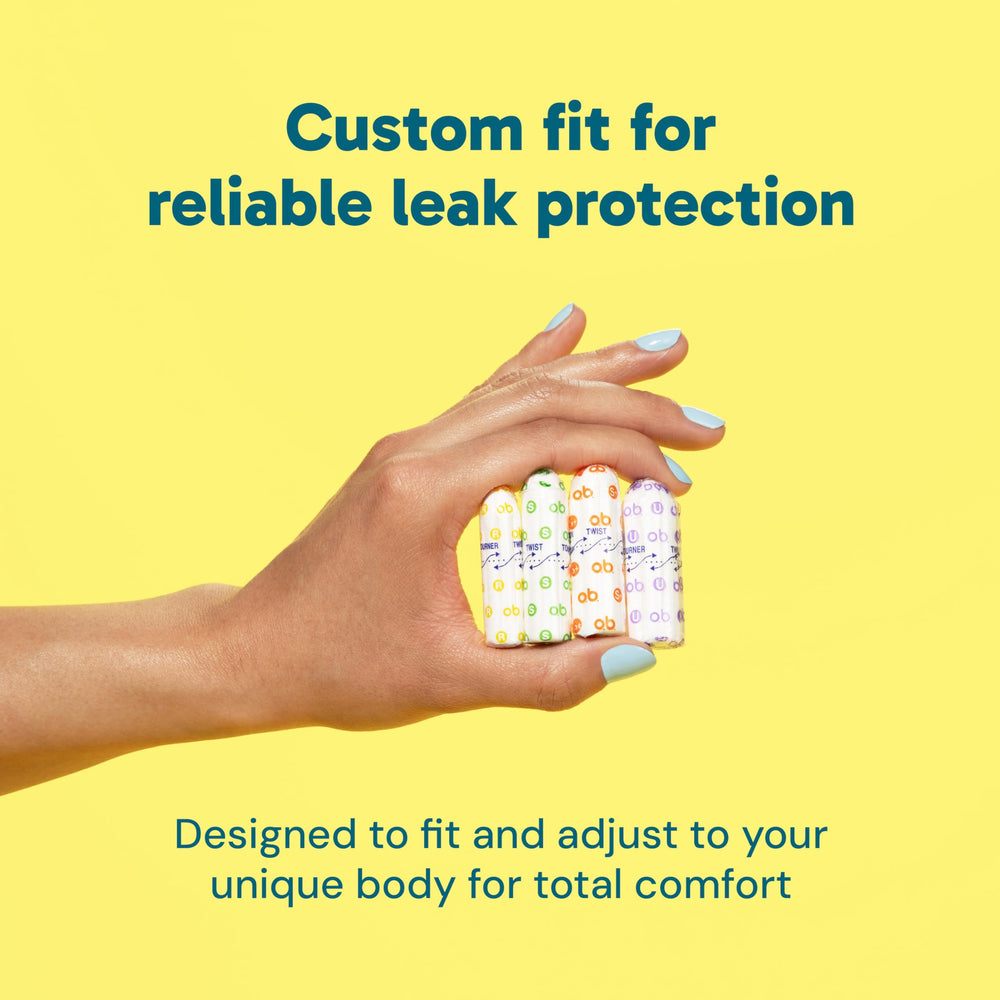 o.b. tampons all-around expansion with Fluid-Lock grooves helps prevent leaks.