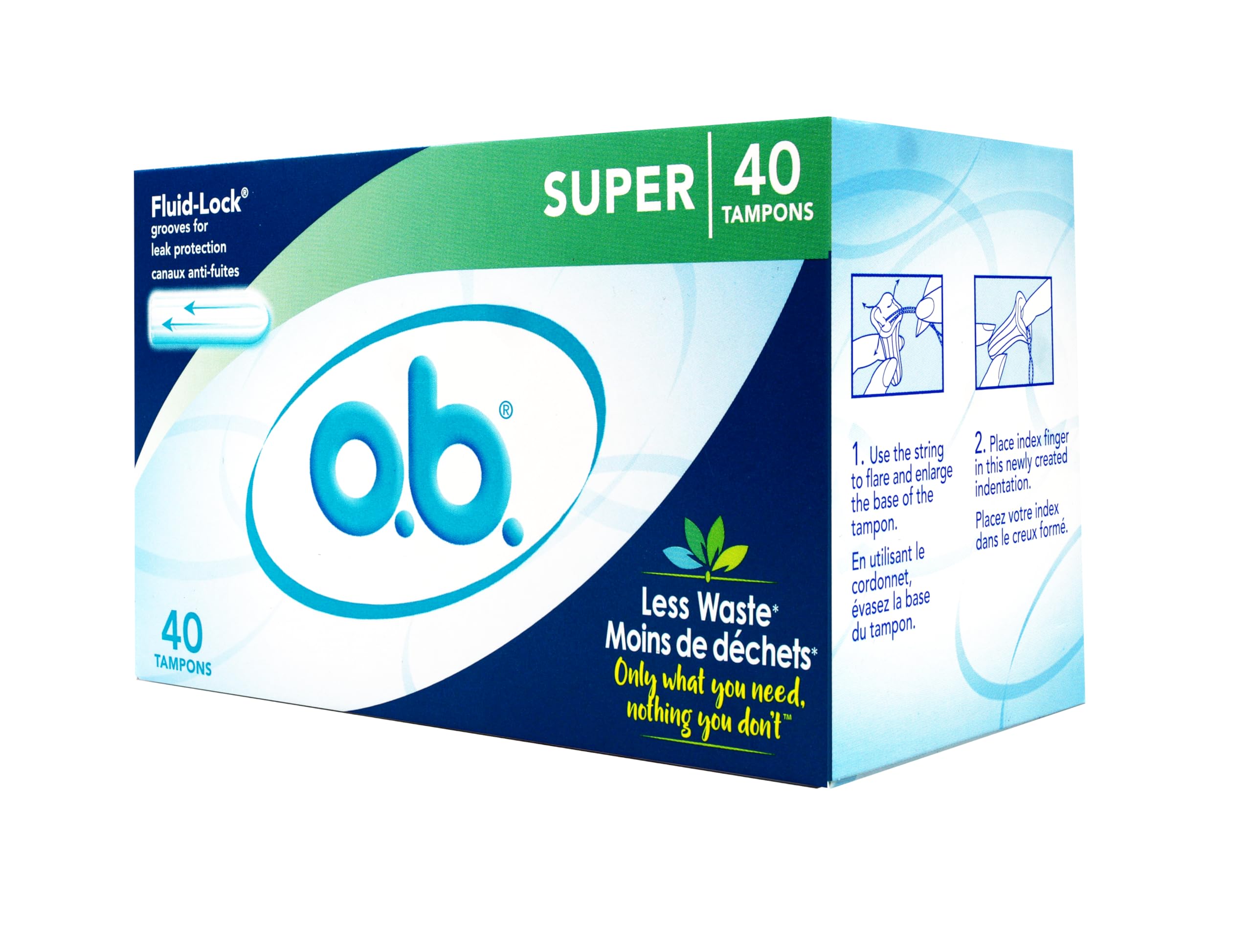 o.b. tampons expand around the shape for a comfortable, custom fit.