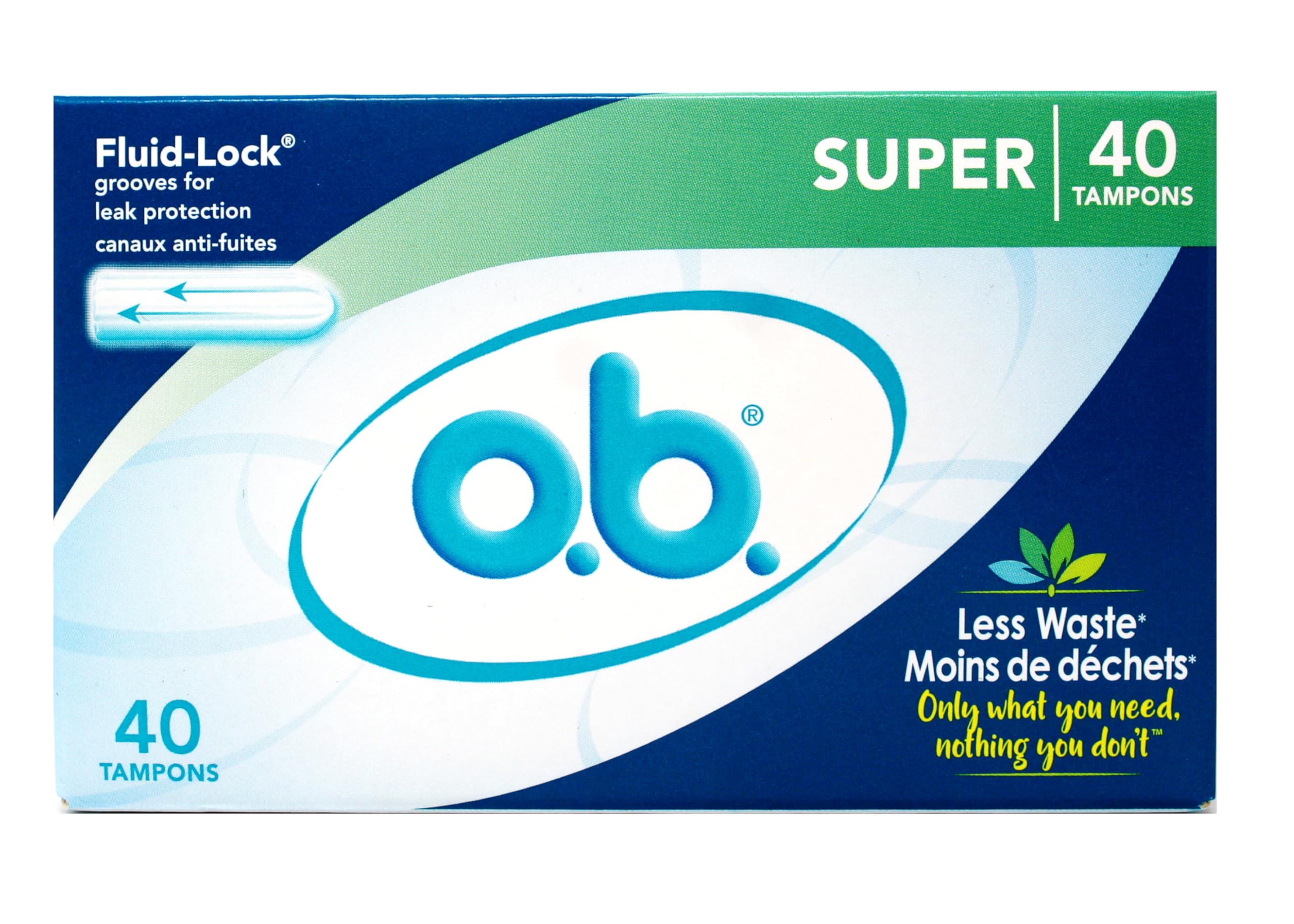 o.b. tampons packaging shows compact travel-ready design for on-the-go protection.