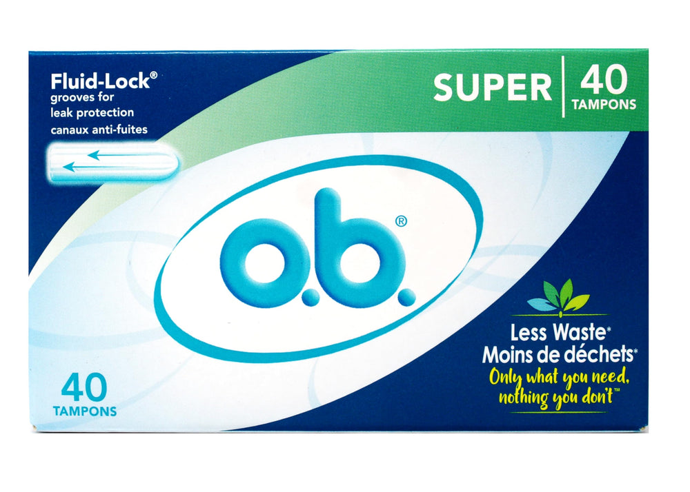o.b. tampons packaging shows compact travel-ready design for on-the-go protection.