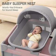 Obbee Odee changing station image highlights a wide, easy diaper change with built-in storage.
