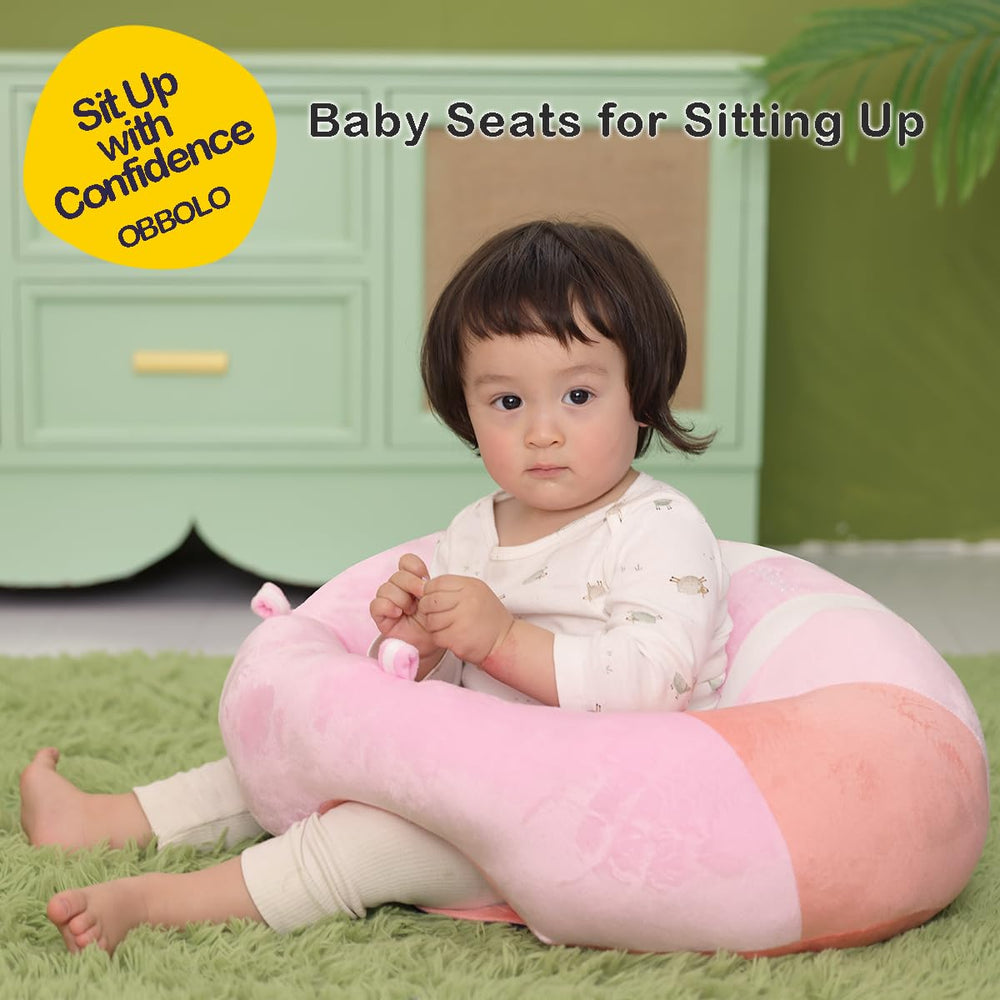 OBBOLO baby sit-up chair with ample stuffing provides extra support during playtime.
