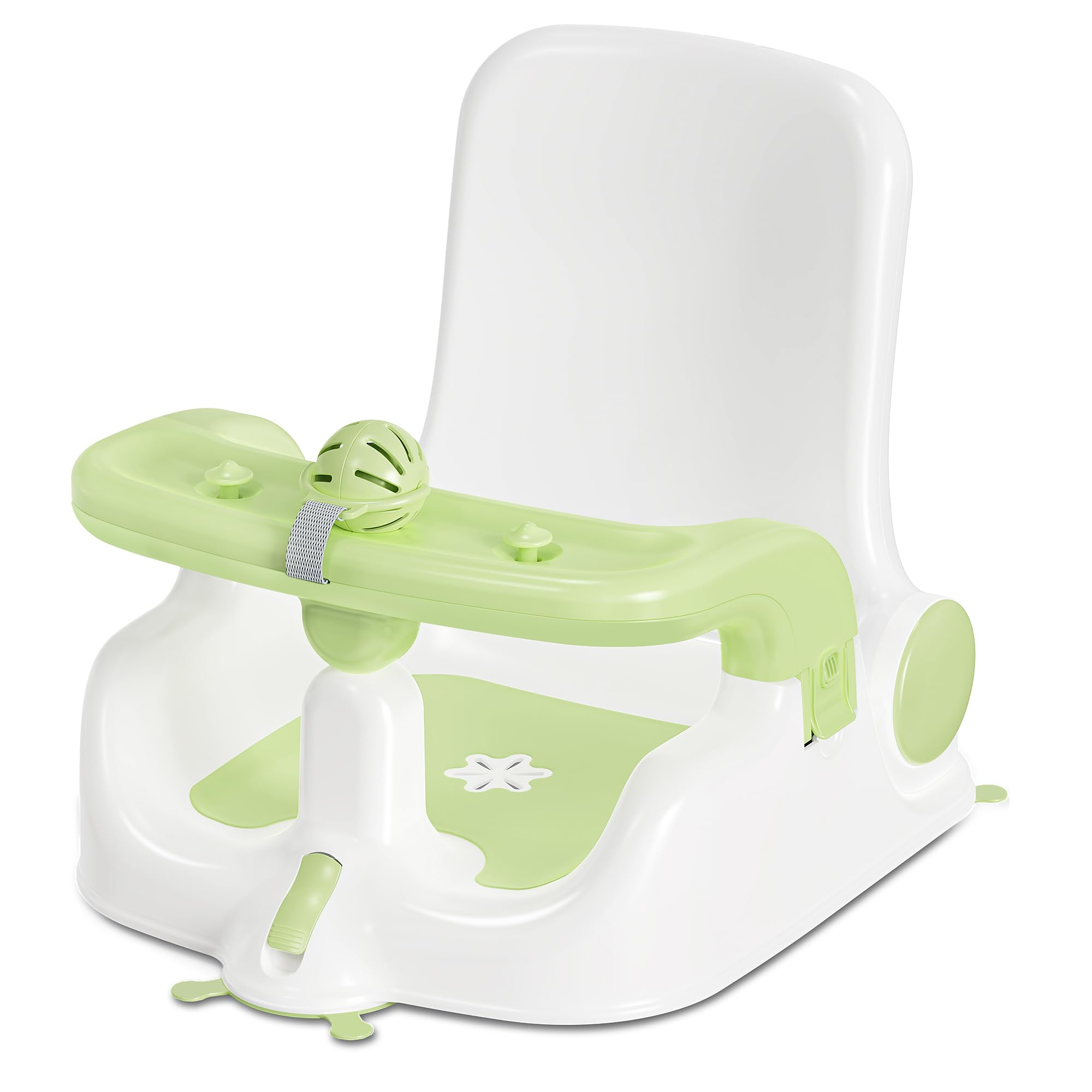 Obee Odee baby bath seat in sitting mode providing secure, hands-free bath time.