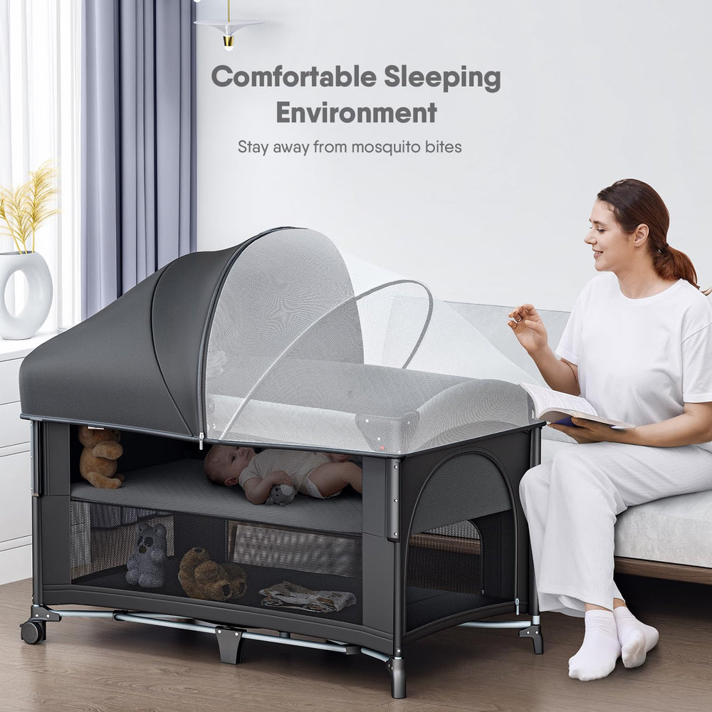 Obee Odee bedside crib sleeper allows close, convenient feeding and soothing