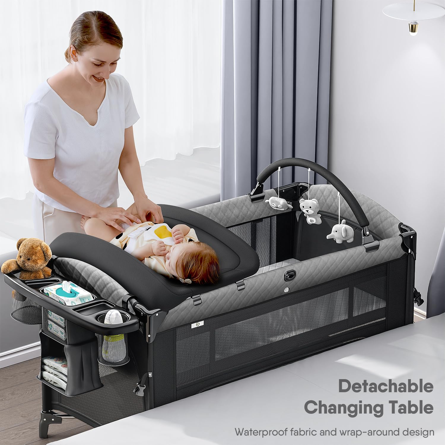 Obee Odee changing table with water-resistant fabric for simple cleanup