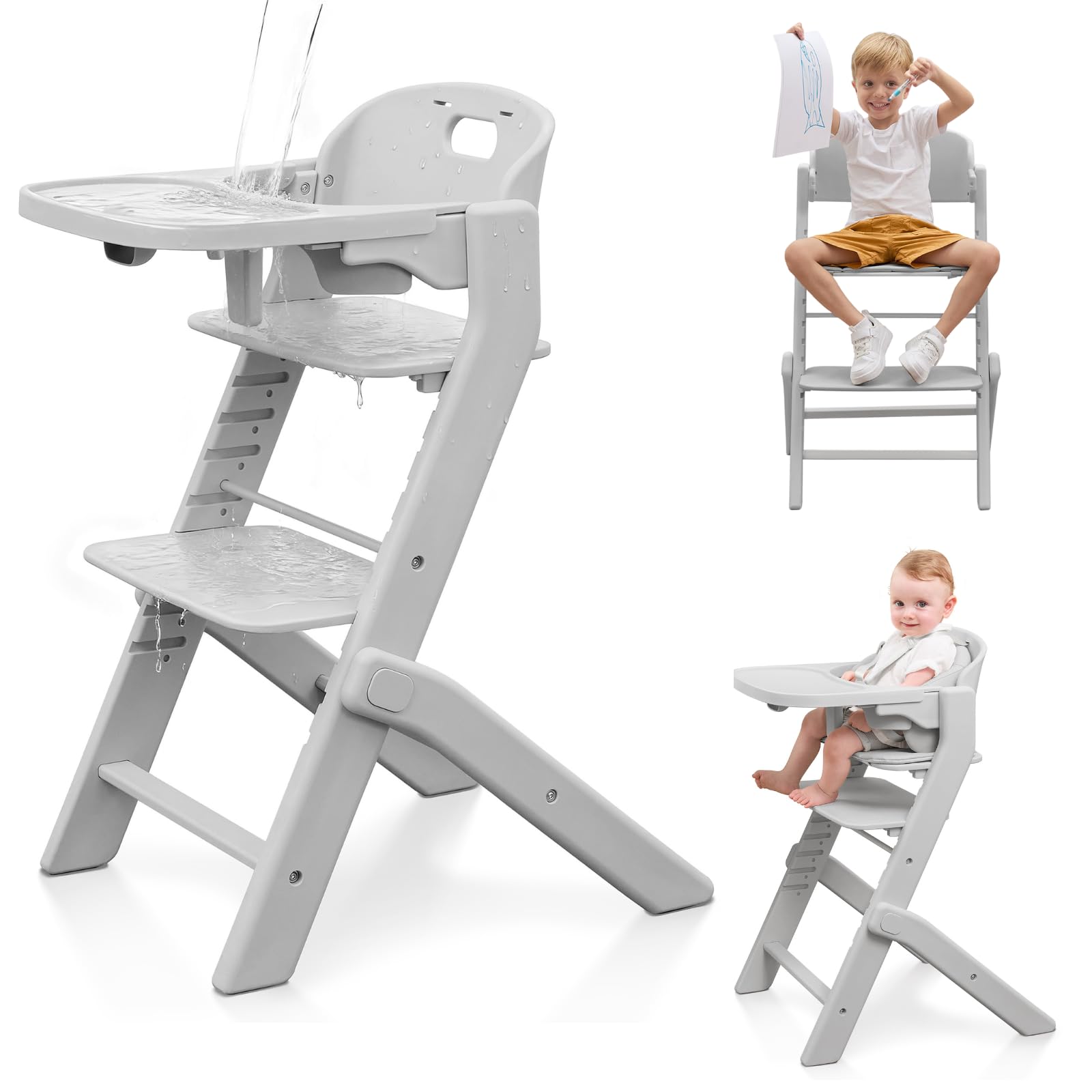 Obee Odee full-body washable high chair ready for quick, thorough cleanup after meals.