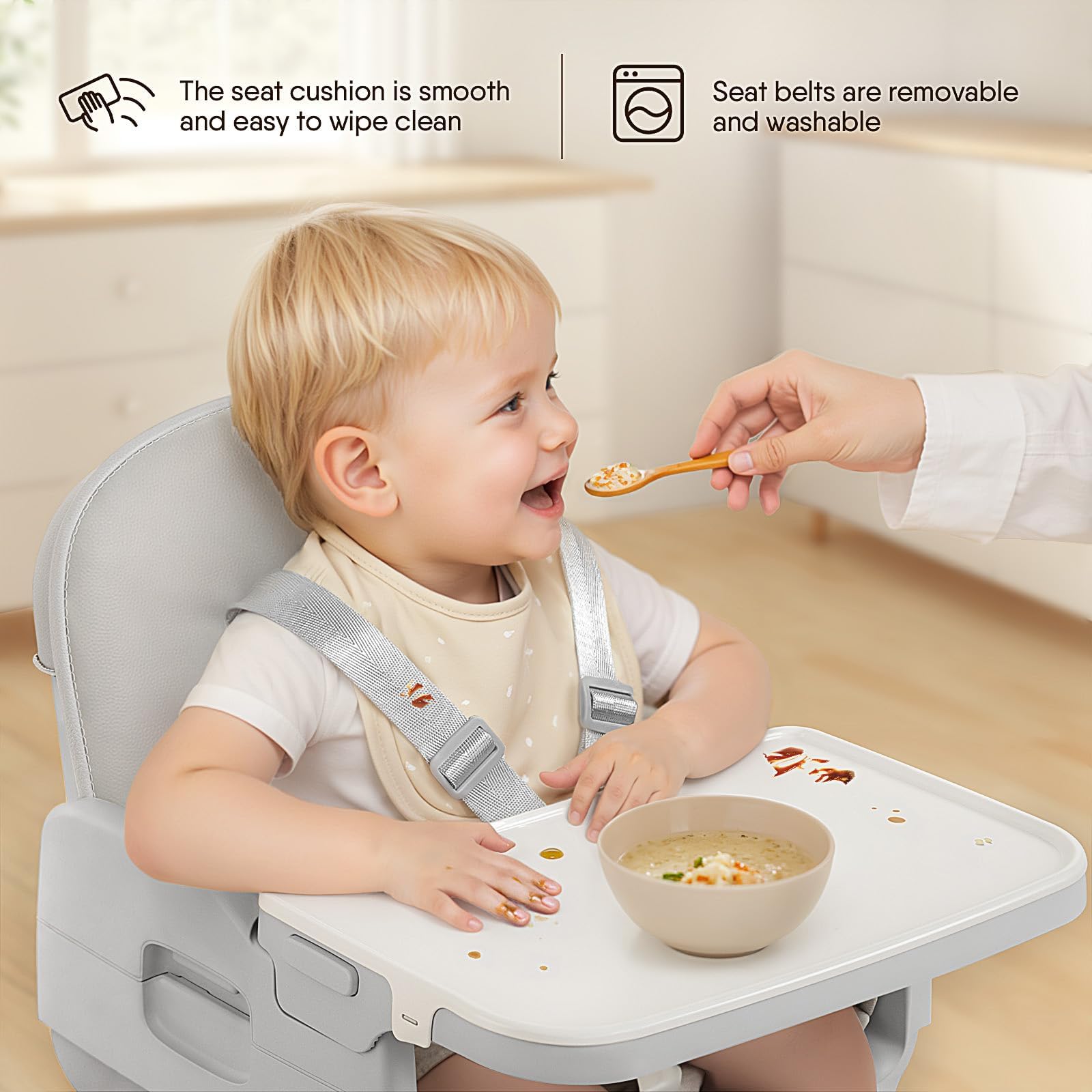 Obee Odee soft PU cushion adds comfort and easy cleaning.