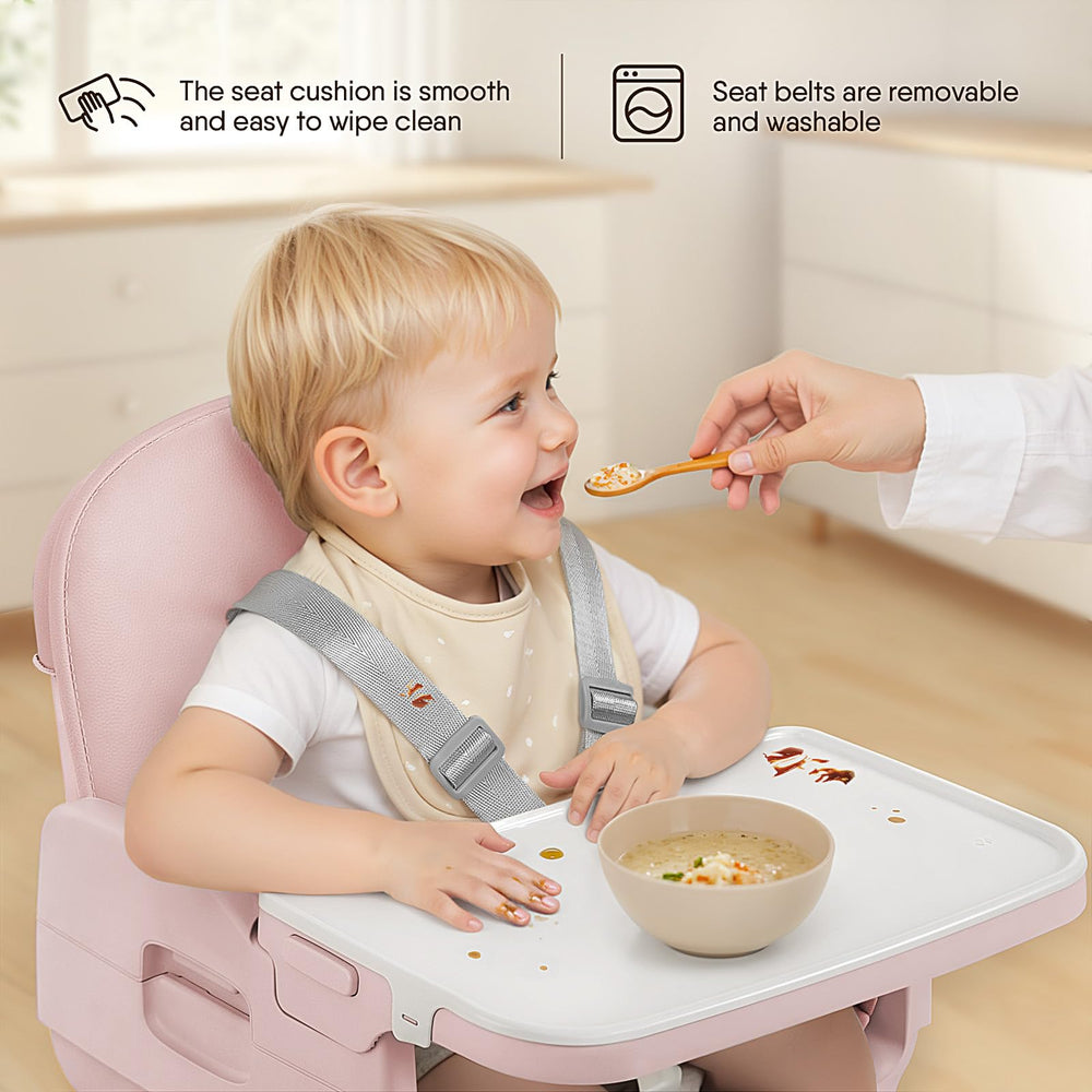 Obee Odee pink belt is removable and machine washable for cleaning.