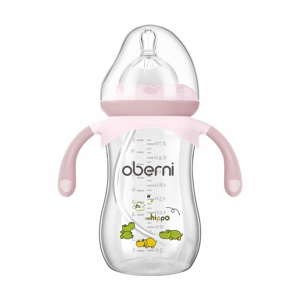 Oberni baby bottle with anti-colic nipple to reduce air intake during feeds