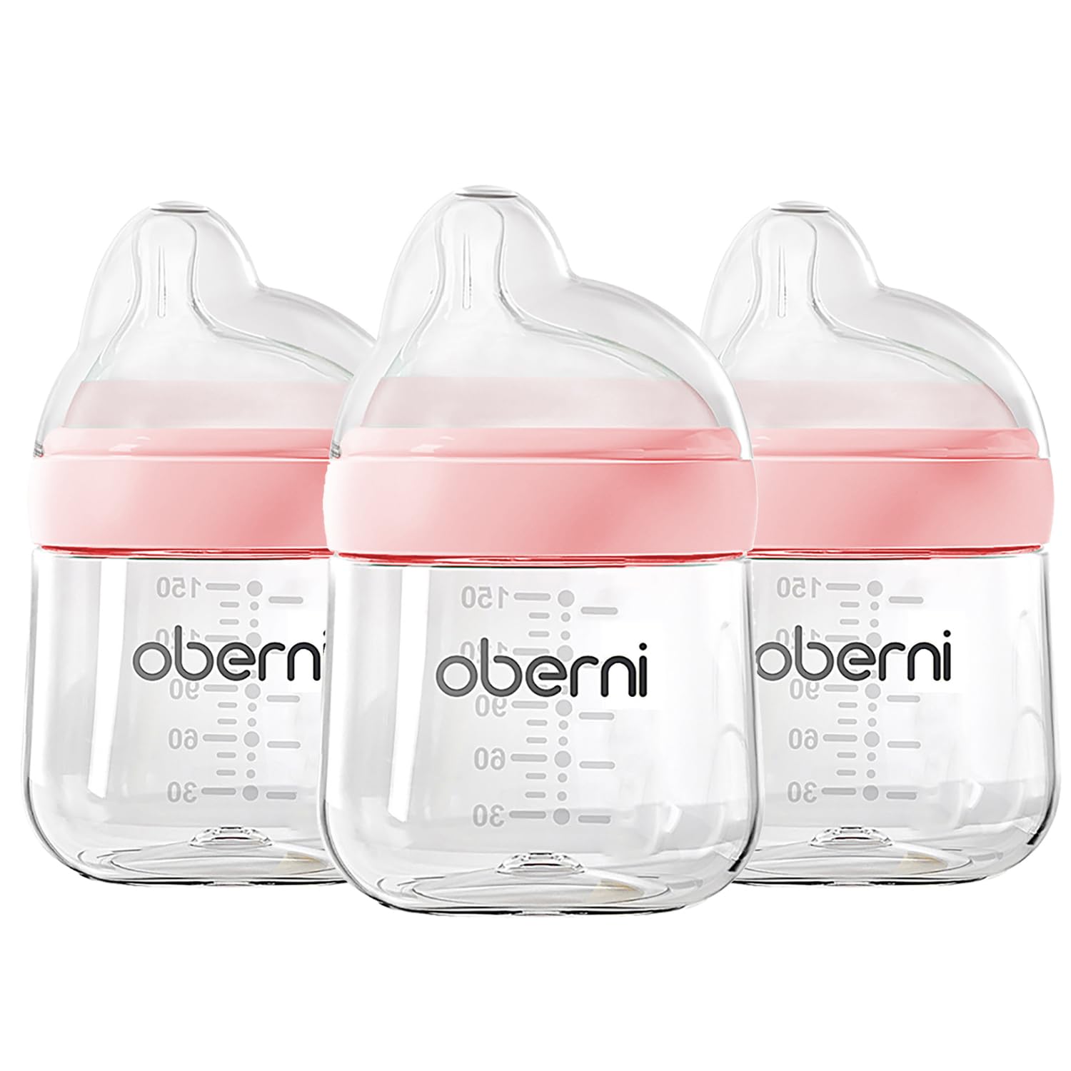 Oberni baby bottle with slow off-centered nipple improves latch and feeding comfort.