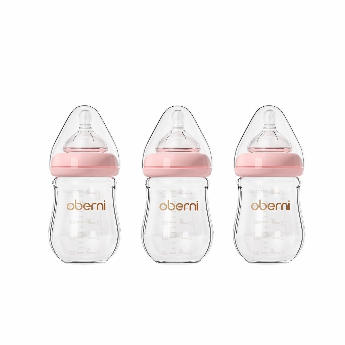 Oberni glass baby bottle with anti-colic system for calmer feeds