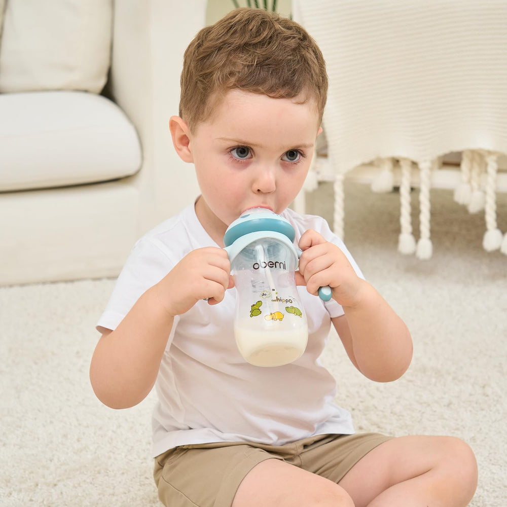 Oberni PP baby bottle in pink, ideal for on-the-go feeds.