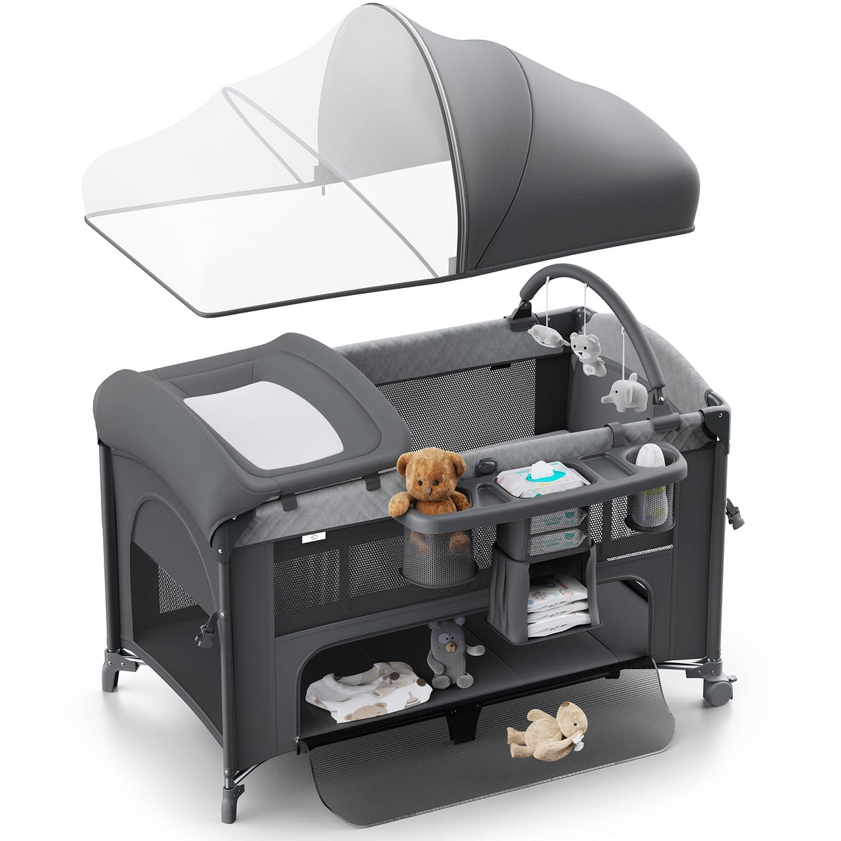 Obee Odee 4-in-1 bassinet in bedside sleeper mode for close nighttime care.