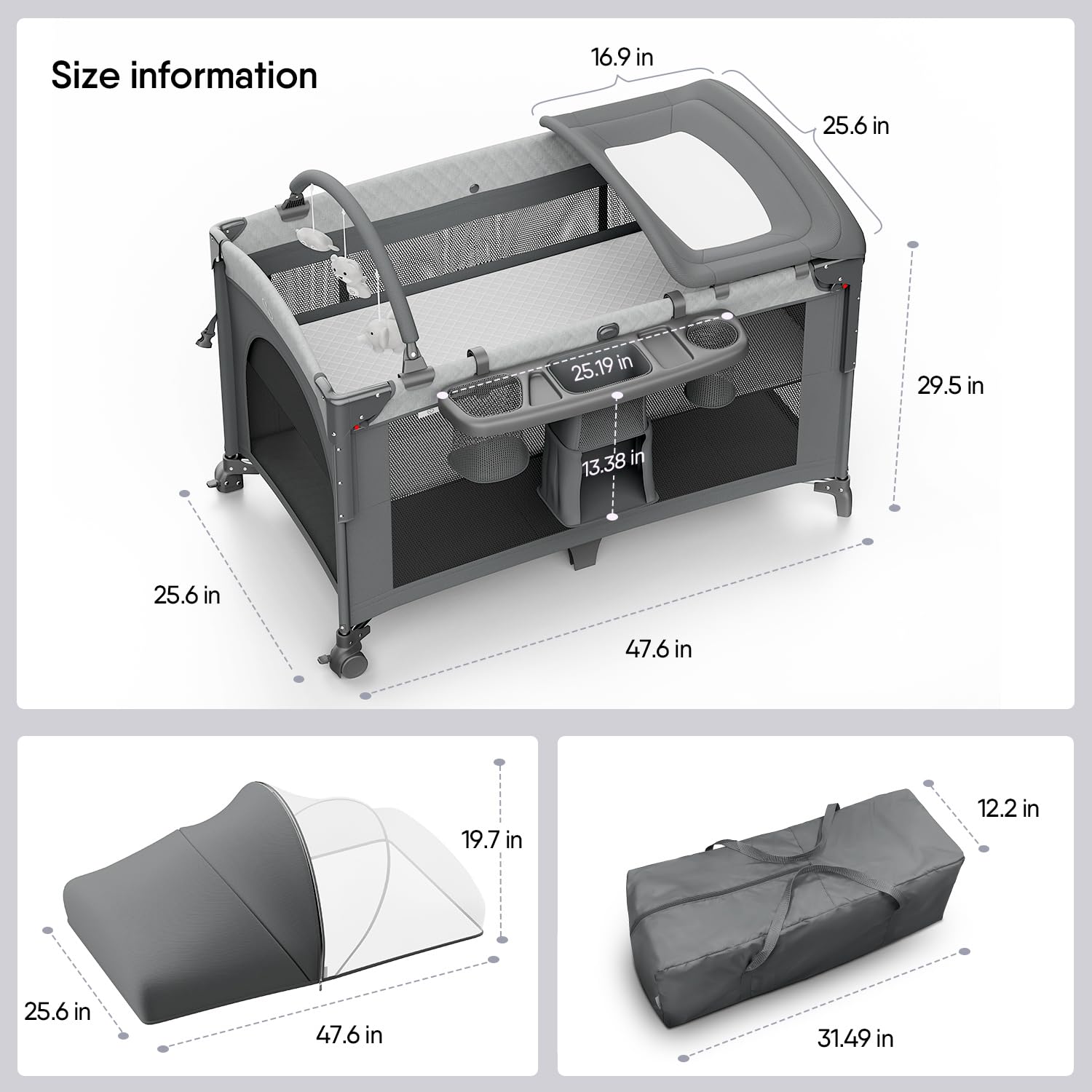 Obee Odee adjustable side rail and wraparound design for security.