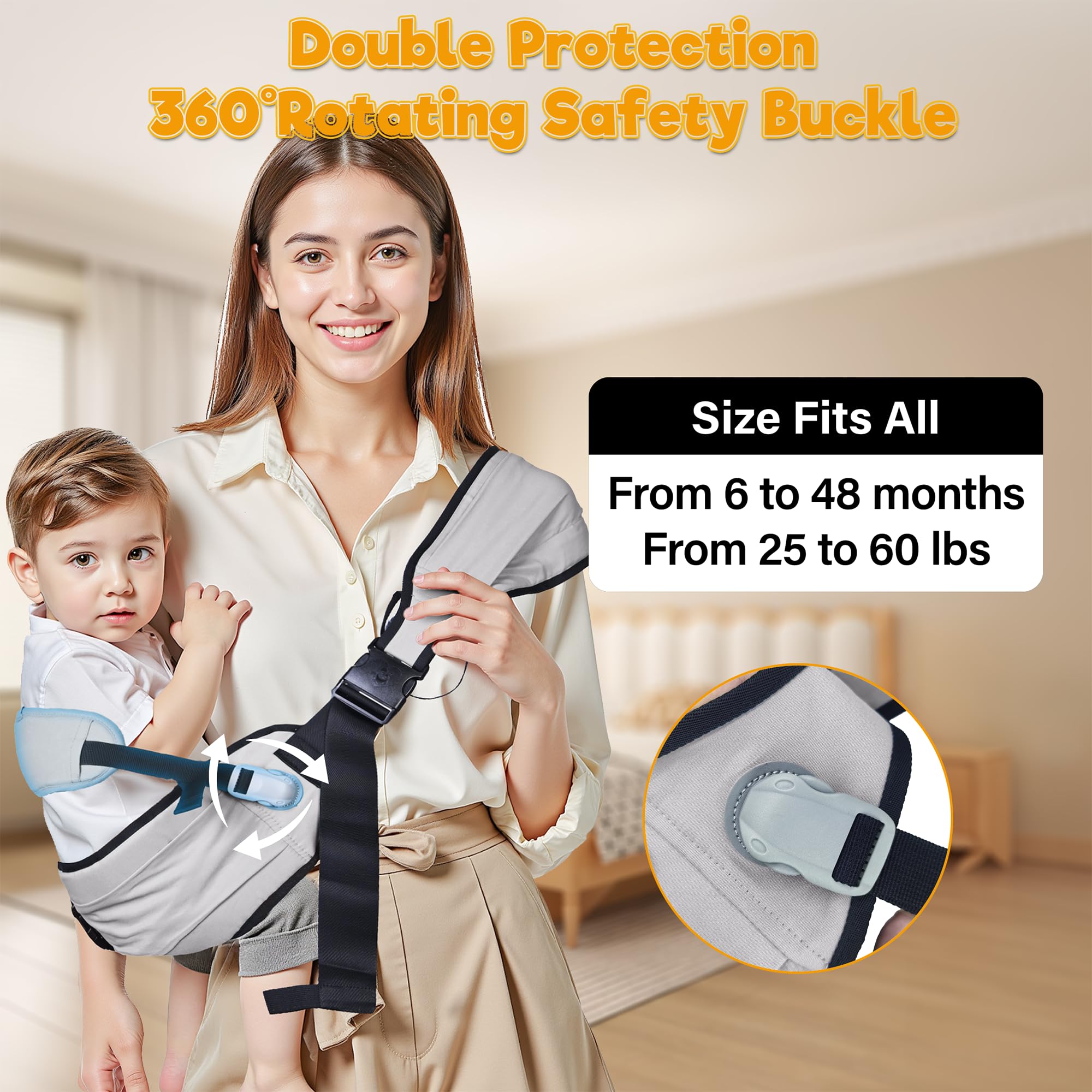 Oblitor baby carrier with 360-degree safety harness for secure carrying