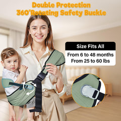 Oblitor baby carrier back view highlights breathable fabric for comfort.