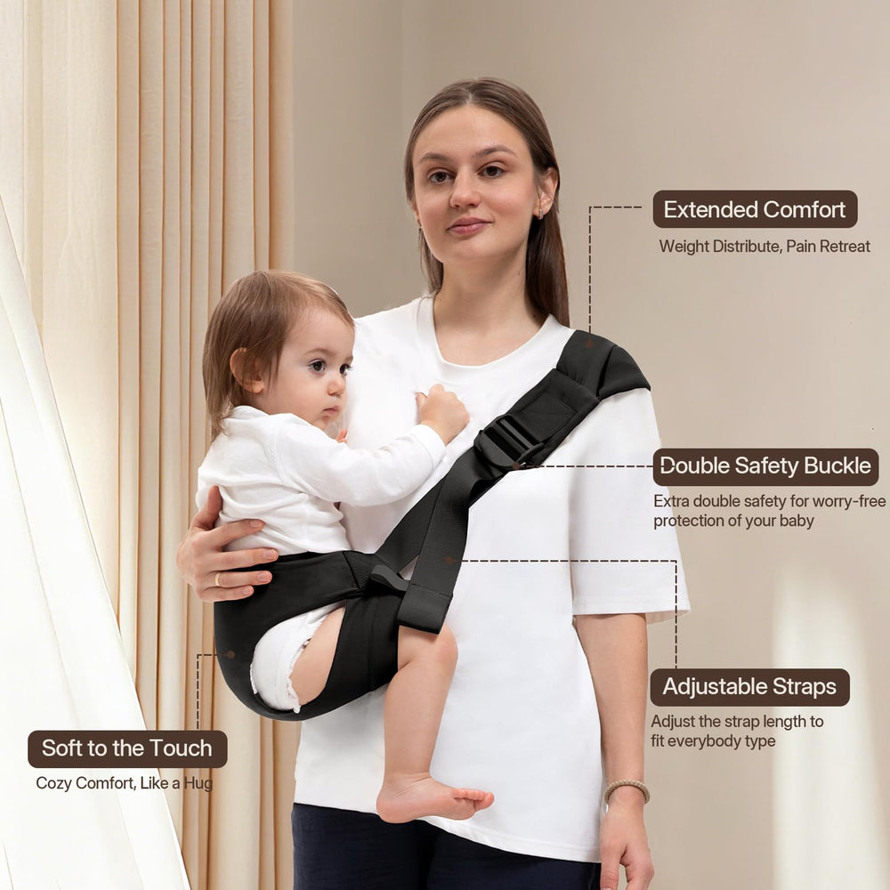 Oblitor breathable materials keep baby cool against the wearer’s torso.